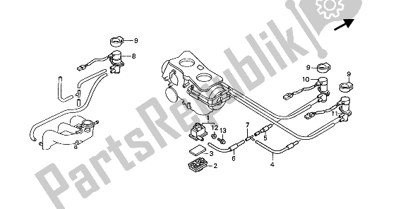 All parts for the Solenoid Valve & Sub Air Cleaner (3) of the Honda GL 1500 SE 1991