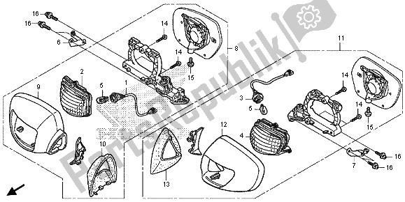 Alle onderdelen voor de Winker & Mirror van de Honda GL 1800B 2013