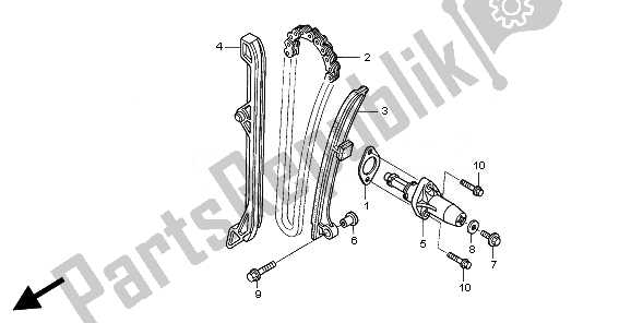 All parts for the Cam Chain & Tensioner of the Honda TRX 680 FA Fourtrax Rincon 2010