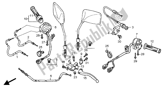 All parts for the Handle Lever & Switch & Cable of the Honda CBF 600 SA 2004