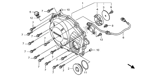 All parts for the Right Crankcase Cover of the Honda CBF 1000 FSA 2010