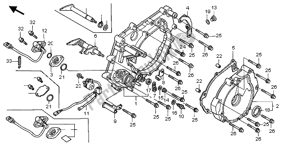 All parts for the Rear Crankcase Cover of the Honda TRX 350 FE Fourtrax Rancher 4X4 ES 2000