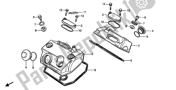 All parts for the Cylinder Head Cover of the Honda XRV 650 Africa Twin 1988