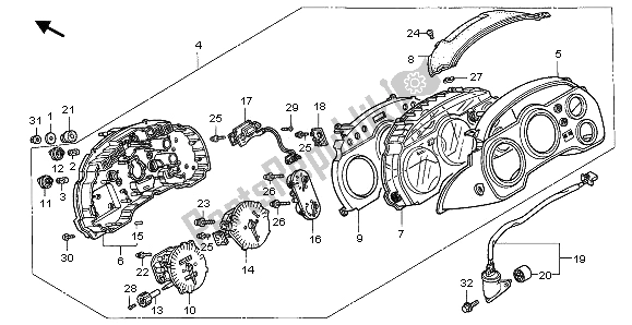 All parts for the Meter (kmh) of the Honda VFR 750F 1996