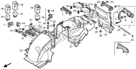 Tutte le parti per il Parafango Posteriore del Honda GL 1500A 1995