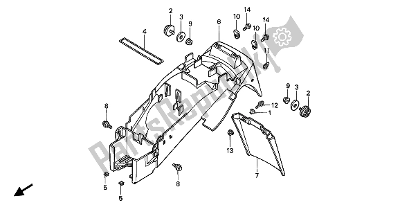 All parts for the Rear Fender of the Honda VFR 750F 1994