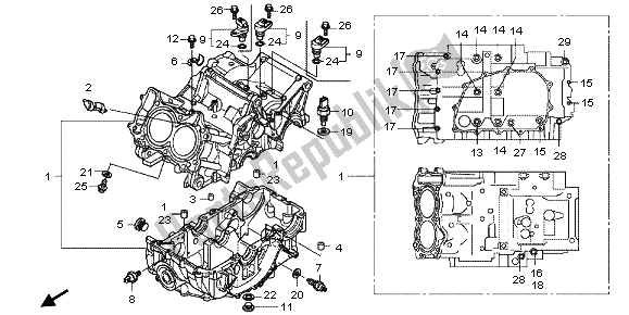 All parts for the Crankcase of the Honda NC 700 XD 2013