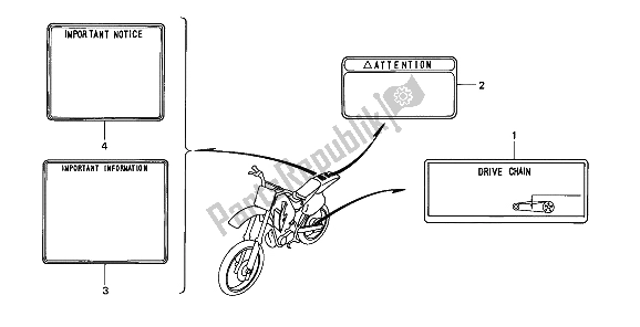 Wszystkie części do Etykieta Ostrzegawcza Honda CR 250R 1990