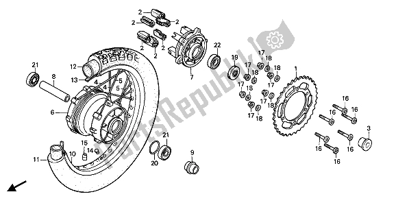 Toutes les pièces pour le Roue Arrière du Honda XL 600V Transalp 1990