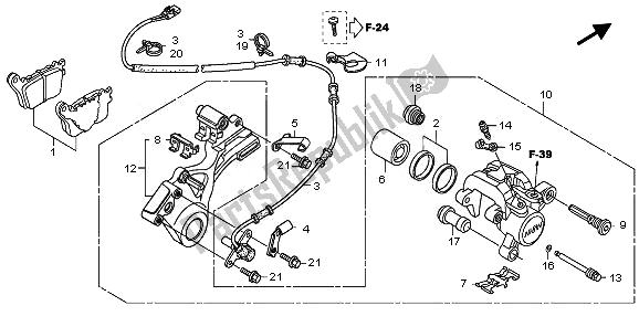 All parts for the Rear Brake Caliper of the Honda CBR 600 RA 2010
