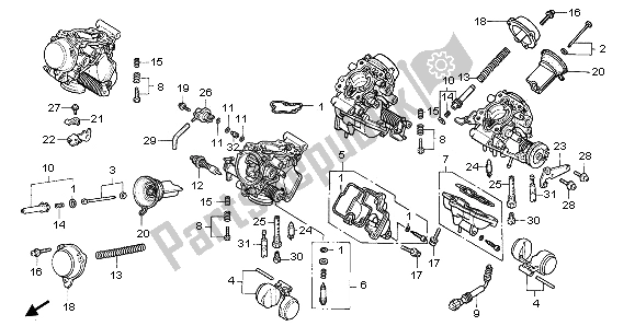 All parts for the Carburetor (component Parts) of the Honda VFR 750F 1995