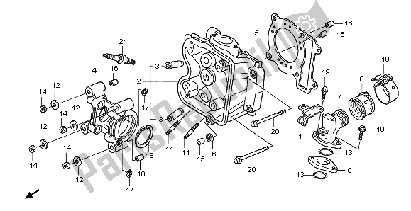 Alle onderdelen voor de Cilinderkop van de Honda PES 125R 2013