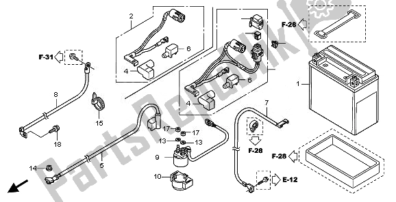 All parts for the Battery of the Honda TRX 420 FE Fourtrax Rancher 4X4 ES 2010