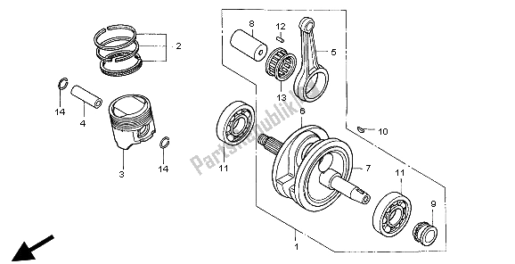 All parts for the Crankshaft & Piston of the Honda CLR 125 1998