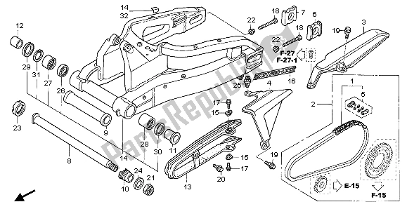 Alle onderdelen voor de Achterbrug van de Honda CBR 1000 RR 2007