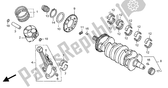 All parts for the Crankshaft & Piston of the Honda CBR 600F 2002