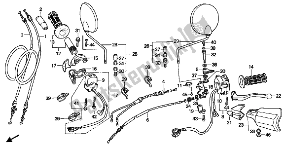 Todas las partes para Manejar Palanca E Interruptor Y Cable de Honda XRV 750 Africa Twin 1993