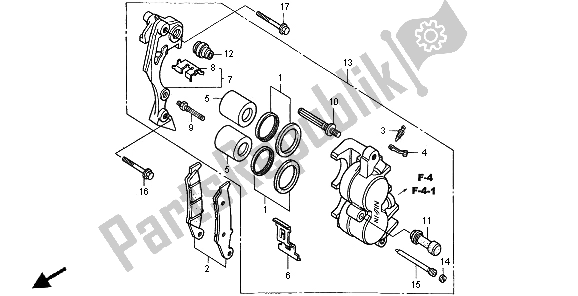 Toutes les pièces pour le étrier De Frein Avant du Honda XR 400R 1996