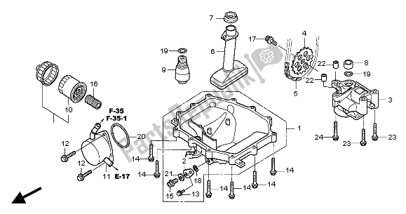 All parts for the Oil Pan & Oil Pump of the Honda CBR 1000 RR 2004