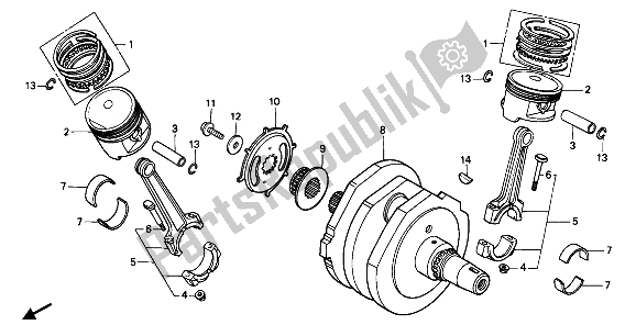 Toutes les pièces pour le Vilebrequin Et Piston du Honda PC 800 1989