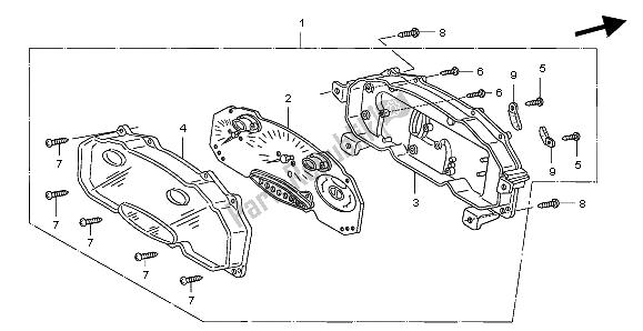 All parts for the Speedometer (kmh) of the Honda FJS 600A 2006