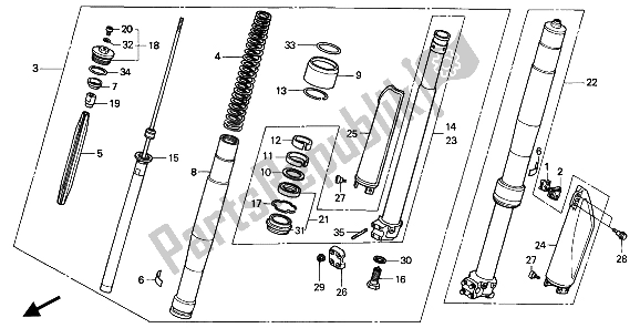 Todas las partes para Tenedor Frontal de Honda CR 125R 1991