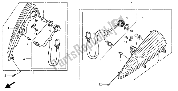 All parts for the Front Winker of the Honda SH 300 2008