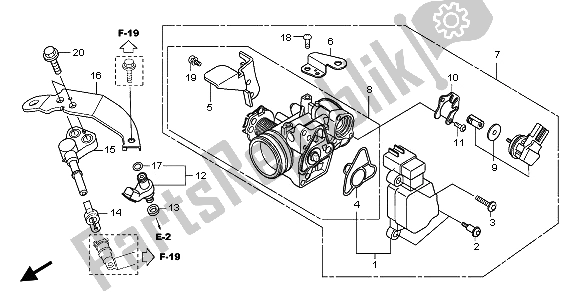 All parts for the Throttle Body of the Honda SH 300A 2009