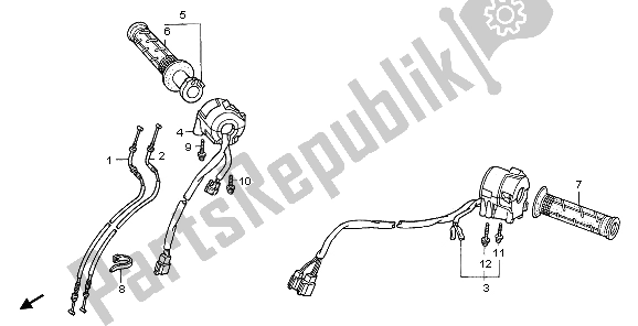 All parts for the Switch & Cable of the Honda VFR 800A 2007