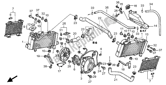 Alle onderdelen voor de Radiator van de Honda VTR 1000F 2002