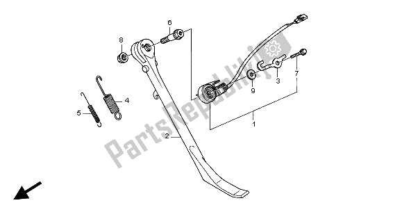 All parts for the Side Stand of the Honda VTX 1300S 2004