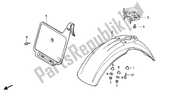 All parts for the Front Fender & Front Number Plate of the Honda XR 80R 1985