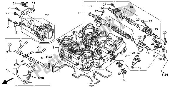 All parts for the Throttle Body of the Honda VFR 1200 FD 2011