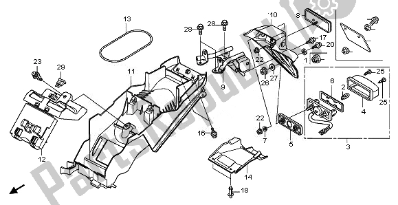 Alle onderdelen voor de Achterspatbord van de Honda CBR 125 RW 2011
