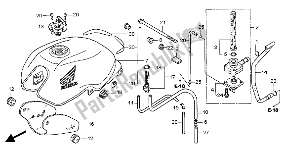 Tutte le parti per il Serbatoio Di Carburante del Honda CBF 600 NA 2004