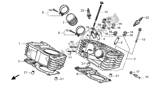 Todas las partes para Cilindro Y Culata (trasera) de Honda XL 600V Transalp 1995