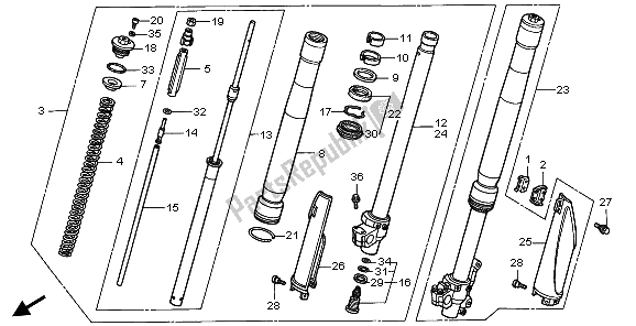 Todas las partes para Tenedor Frontal de Honda CR 500R 2000