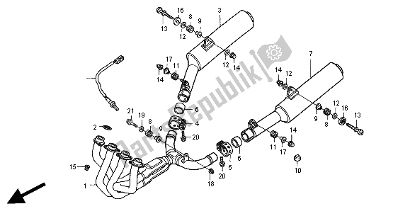 Alle onderdelen voor de Uitlaatdemper van de Honda CBR 1100 XX 2000