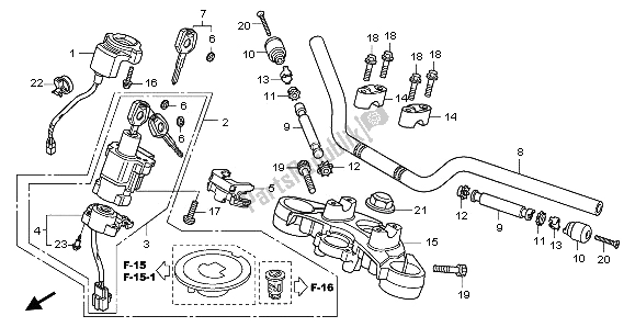 All parts for the Handle Pipe & Top Bridge of the Honda CBF 600S 2009