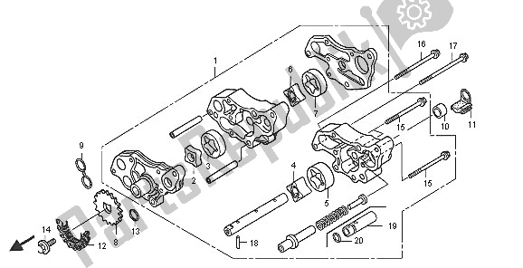 Todas las partes para Bomba De Aceite de Honda TRX 500 FA Fourtrax Foreman 2005