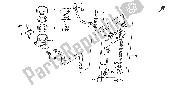 All parts for the Rr. Brake Master Cylinder of the Honda VFR 800 2005