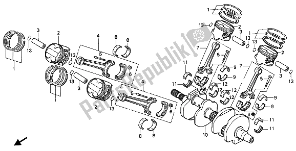 All parts for the Crankshaft & Piston of the Honda VFR 750F 1993