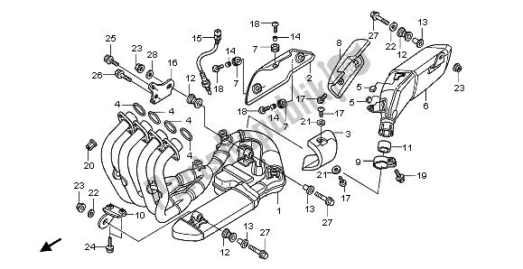 Alle onderdelen voor de Uitlaatdemper van de Honda CB 600F Hornet 2011