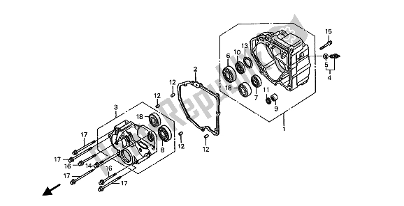 All parts for the Rear Case of the Honda ST 1100 1993