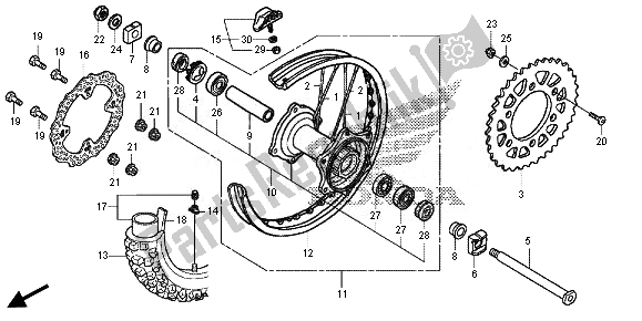 All parts for the Rear Wheel of the Honda CRF 250R 2014