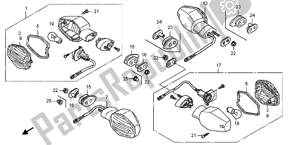 Alle onderdelen voor de Winker van de Honda CB 600 FA Hornet 2012