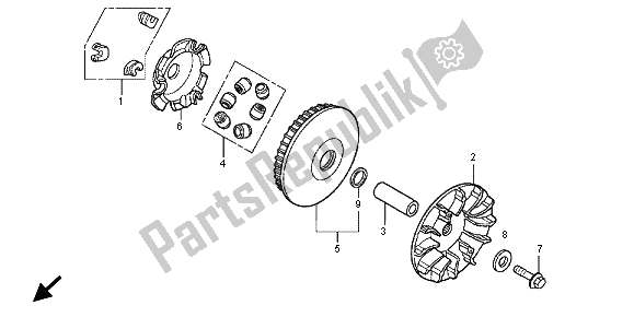 All parts for the Drive Face of the Honda SH 300R 2012