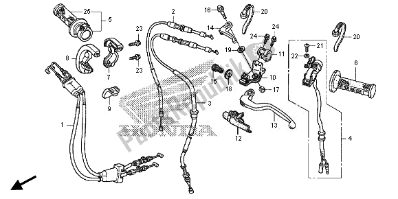 Tutte le parti per il Leva Leva - Interruttore - Cavo del Honda CRF 150 RB LW 2014