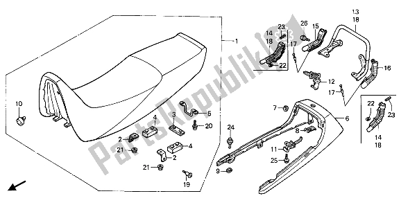 All parts for the Seat & Rear Cowl of the Honda XBR 500S 1988