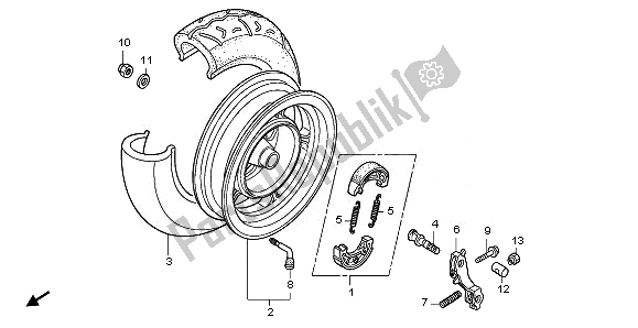 All parts for the Rear Wheel of the Honda NHX 110 WH 2008